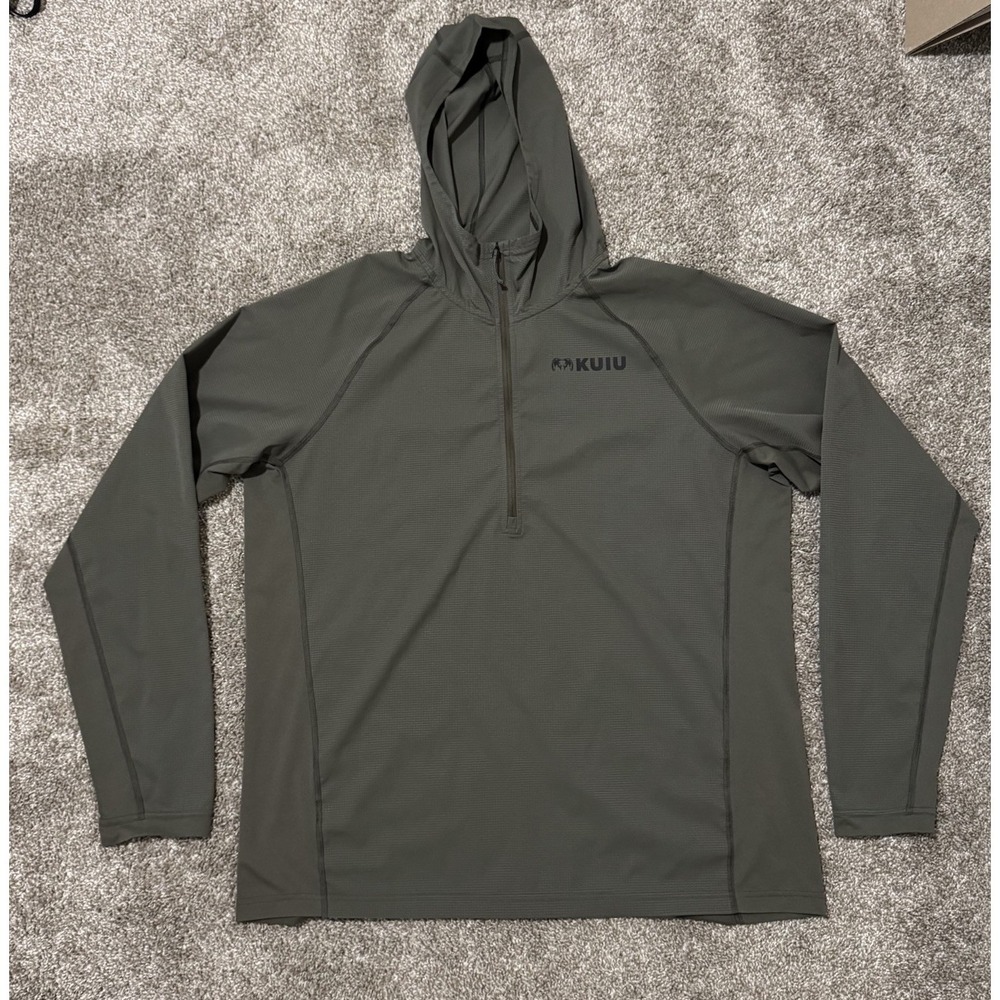 KUIU Pullover Mens XL Olive Green 1/4 Zip Tiburon Hunting Anorak Hoodie